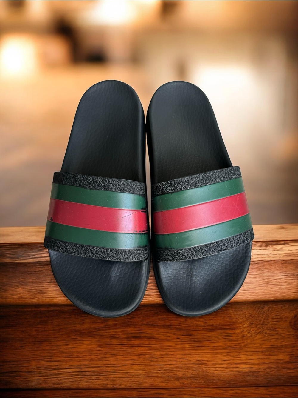GUCCI Men’s Pursuit Trek Web Slides Rubber Sandals